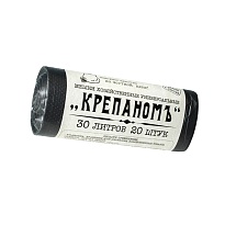 Мешки для мусора 30 л, черные, в рулоне 20 шт., ПНД, 7 мкм, 560х440 мм, Крепаномъ, 4607075710580 в Батайске
