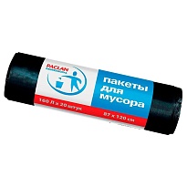 Мешки для мусора 160 л, черные, в рулоне 20 шт., ПВД, 30 мкм, 1200х870 мм, PACLAN Professional, 604082 в Батайске
