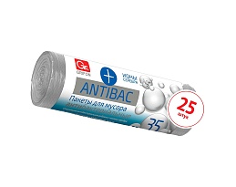 Мешки для мусора 35 л, серые, в рулоне 25 шт., ПНД, 9 мкм, 560х530 мм, GRIFON ANTIBAC, 101-128 в Батайске