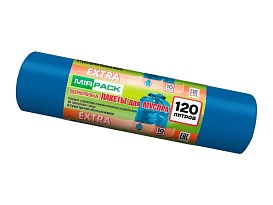 Мешки для мусора 120 л, синие, в рулоне 10 шт., ПНД, 14 мкм, 1100х700 мм, EXTRA, ex1201802 в Батайске