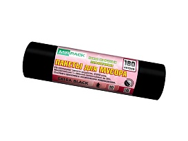 Мешки для мусора 180 л, ароматизированные, черные, в рулоне 10 шт., ПВД, 50 мкм, 1100х930 мм, EXTRA black, 18008301 в Батайске