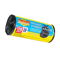 Мешки для мусора 120 л, черные, в рулоне 20 шт., ПНД, 15 мкм, 1100х700 мм, Крепак, 4607075710207 в Батайске