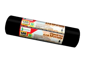 Мешки для мусора 120 л, черные, в рулоне 10 шт., ПНД, 12 мкм, 1100х700 мм, MIRPACK Classik, 1201011 в Батайске