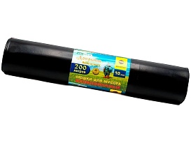 Мешки для мусора 200 л, ароматизированные, черные, в рулоне 10 шт., ПВД, 100 мкм, 1200х800 мм, Добрыня, Dob20010black в Батайске