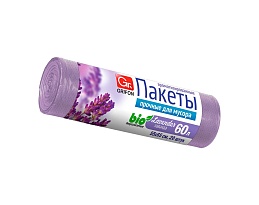 Мешки для мусора 60 л, ароматизированные, Лаванда, сиреневые, в рулоне 20 шт., ПНД, 9 мкм, 650х550 мм, GRIFON Aroma, 101-023 La в Батайске