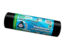 Мешки для мусора 220 л, черные, в рулоне 10 шт., ПВД, 45 мкм, 1250х930 мм, PREMIUM+, 2201068 в Батайске