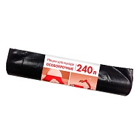 Мешки для мусора 240 л, черные, в рулоне 10 шт., ПВД 100 мкм, 1350х900 мм, Концепция Быта, 603887 в Батайске