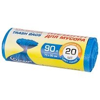 Мешки для мусора 90 л, синие, в рулоне 20 шт., ПНД, 14 мкм, 900х700 мм, LAIMA ULTRA, 607693 в Батайске