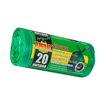 Мешки для мусора 20 л, биоразлагаемые, с ручками, черные, в рулоне 30 шт., ПНД, 10 мкм, 550х440 мм, Крепак, 4607075710047 в Батайске