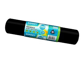 Мешки для мусора 240 л, черные, в рулоне 10 шт., ПВД 80 мкм, 1300х930 мм, EXPORT, exp 24010167 в Батайске
