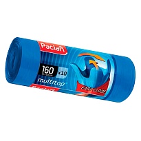 Мешки для мусора 160 л, с ушками, синие, в рулоне 10 шт., ПВД, 30 мкм, 1250х900 мм, PACLAN Multitop, 604064 в Батайске