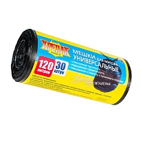 Мешки для мусора 120 л, черные, в рулоне 30 шт., ПНД, 15 мкм, 1100х700 мм, Крепак, 4607075710122 в Батайске