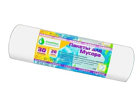 Мешки для мусора 30 л, белые, в рулоне 20 шт., ПНД, 7 мкм, 600х500 мм, MIRPACK Classik, 302042 в Батайске