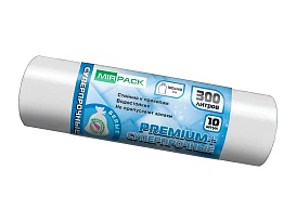 Мешки для мусора 300 л, белые, в рулоне 10 шт., ПВД 70 мкм, 1400х1000 мм, PREMIUM+, 300101602 в Батайске