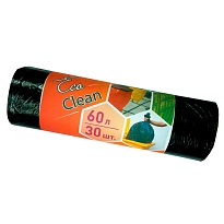 Мешки для мусора 60 л, черные, в рулоне 30 шт., ПНД, 6 мкм, 640х580 мм, Концепция Быта EcoClean, 603890 в Батайске