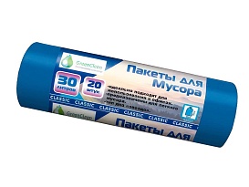 Мешки для мусора 30 л, синие, в рулоне 20 шт., ПНД, 7 мкм, 600х500 мм, MIRPACK Classik, 302041 в Батайске