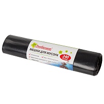 Мешки для мусора 240 л, черные, в рулоне 5 шт., ПВД 30 мкм, 1300х900 мм, Любаша, 605338 в Батайске