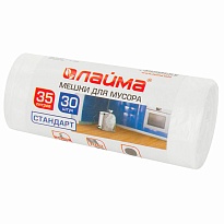 Мешки для мусора 35 л, белые, в рулоне 30 шт., ПНД, 6 мкм, 550х480 мм, LAIMA, 605538 в Батайске