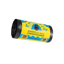 Мешки для мусора 20 л, с ушками, черные, в рулоне 30 шт., ПНД, 10 мкм, 550х440 мм, Крепакоф, 4607075710221 в Батайске